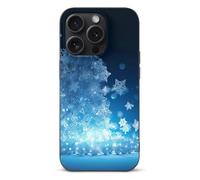 EMPYRI Blue Christmas Snowflake Printed Phone Case for iPhone 15 Pro, Ultra Slim Scratch-Resistant Shockproof Black TPU Phone Case Cover with Wireless Charging, Anti-Yellowing