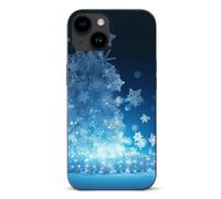 EMPYRI Blue Christmas Snowflake Printed Phone Case for iPhone 15, Ultra Slim Scratch-Resistant Shockproof Black TPU Phone Case Cover with Wireless Charging, Anti-Yellowing