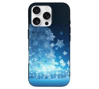 EMPYRI Blue Christmas Snowflake Printed Phone Case for iPhone 16 Pro, Ultra Slim Scratch-Resistant Shockproof Black TPU Phone Case Cover with Wireless Charging, Anti-Yellowing