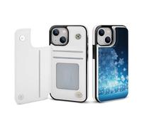 EMPYRI Blue Christmas Snowflake Printed Wallet Case for iPhone 13 Mini - Flip Leather Wallet Phone Cases Cover with Card Slots