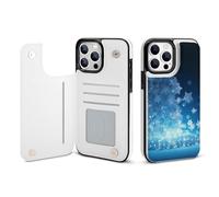 EMPYRI Blue Christmas Snowflake Printed Wallet Case for iPhone 13 Pro - Flip Leather Wallet Phone Cases Cover with Card Slots