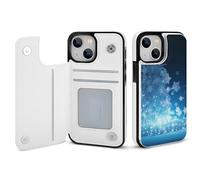 EMPYRI Blue Christmas Snowflake Printed Wallet Case for iPhone 14 - Flip Leather Wallet Phone Cases Cover with Card Slots