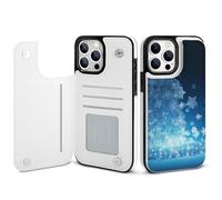 EMPYRI Blue Christmas Snowflake Printed Wallet Case for iPhone 14 Pro Max - Flip Leather Wallet Phone Cases Cover with Card Slots