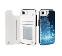 EMPYRI Blue Christmas Snowflake Printed Wallet Case for iPhone 16 SE4 - Flip Leather Wallet Phone Cases Cover with Card Slots