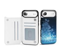 EMPYRI Blue Christmas Snowflake Printed Wallet Case for iPhone 17 Air - Flip Leather Wallet Phone Cases Cover with Card Slots