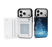 EMPYRI Blue Christmas Snowflake Printed Wallet Case for iPhone 17 Pro - Flip Leather Wallet Phone Cases Cover with Card Slots