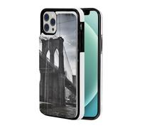 EMPYRI Brooklyn Bridge Printed Wallet Case for iPhone 12 Case, Pu Leather Wallet Case with Card Holder, Shockproof Phone Cover for iPhone 12 Case 6.1" White