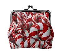 EMPYRI Candy Canes Printed Leather Kiss-Lock Wallet For Women - Compact And Secure Coin Purse, Black