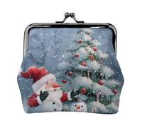 EMPYRI Christmas Santa Snowman Printed Leather Kiss-Lock Wallet For Women - Compact And Secure Coin Purse