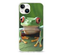 EMPYRI Clear Phone Case for iPhone 14, Green Cute Frog Printed Shockproof TPU Phone Cases Cover with Wireless Charging, Scratch-Resistant, Anti-Yellowing