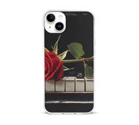 EMPYRI Clear Phone Case for iPhone 15 Plus, Red Rose on Piano Printed Shockproof TPU Phone Cases Cover with Wireless Charging, Scratch-Resistant, Anti-Yellowing
