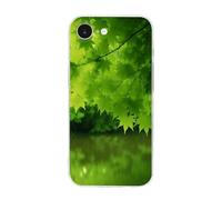 EMPYRI Clear Phone Case for iPhone 16 E, Beautiful Green Nature Printed Shockproof TPU Phone Cases Cover with Wireless Charging, Scratch-Resistant, Anti-Yellowing