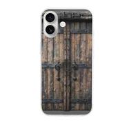 EMPYRI Clear Phone Case for iPhone 16, Rustic Stall Wooden Door Printed Shockproof TPU Phone Cases Cover with Wireless Charging, Scratch-Resistant, Anti-Yellowing