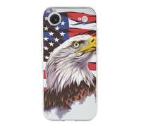 EMPYRI Clear Phone Case for iPhone 17 Air, Eagle with USA Flag Printed Shockproof TPU Phone Cases Cover with Wireless Charging, Scratch-Resistant, Anti-Yellowing