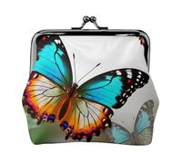 EMPYRI Colorful Beautiful Butterfly Printed Leather Kiss-Lock Wallet For Women - Compact And Secure Coin Purse