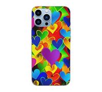 EMPYRI Colorful Rainbow Heart Printed Magnetic Case for iPhone 13 Pro Max Case Frosted Shockproof Clear Phone Case Cover 6.7 Inch,High-Speed Charging,Acrylic Back,Not Yellowing