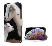 EMPYRI Cute Goat Mother Printed Wallet Cases for iPhone 7/8/Se2/Se3 with Card Holder - Flip Leather Wallet Phone Case Cover with Card Slots and Wrist Strap Black