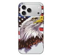 EMPYRI Eagle with USA Flag Printed Phone Case for iPhone 17 Pro Max, Ultra Slim Scratch-Resistant Shockproof Black TPU Phone Case Cover with Wireless Charging, Anti-Yellowing