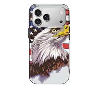 EMPYRI Eagle with USA Flag Printed Phone Case for iPhone 17 Pro, Ultra Slim Scratch-Resistant Shockproof Black TPU Phone Case Cover with Wireless Charging, Anti-Yellowing