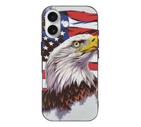EMPYRI Eagle with USA Flag Printed Phone Case for iPhone 17, Ultra Slim Scratch-Resistant Shockproof Black TPU Phone Case Cover with Wireless Charging, Anti-Yellowing