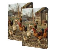 EMPYRI Farm Chickens Printed Tablet Case for Ipad 7th Generation 10.2"", Pu Leather Non-Slip Tablet Cases Shockproof Stand Cover with Auto Sleep/Wake Cover