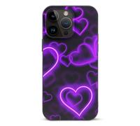 EMPYRI Fashional Purple Hearts Printed Phone Case for iPhone 14 Pro Max, Ultra Slim Scratch-Resistant Shockproof Black TPU Phone Case Cover with Wireless Charging, Anti-Yellowing