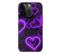 EMPYRI Fashional Purple Hearts Printed Phone Case for iPhone 14 Pro, Ultra Slim Scratch-Resistant Shockproof Black TPU Phone Case Cover with Wireless Charging, Anti-Yellowing