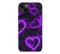 EMPYRI Fashional Purple Hearts Printed Phone Case for iPhone 15 Plus, Ultra Slim Scratch-Resistant Shockproof Black TPU Phone Case Cover with Wireless Charging, Anti-Yellowing