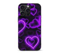 EMPYRI Fashional Purple Hearts Printed Phone Case for iPhone 15 Pro Max, Ultra Slim Scratch-Resistant Shockproof Black TPU Phone Case Cover with Wireless Charging, Anti-Yellowing