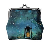 EMPYRI Fireflies And Lantern Printed Leather Kiss-Lock Wallet For Women - Compact And Secure Coin Purse