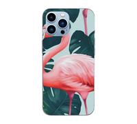 EMPYRI Flamingo Bird Green Leaf Printed Magnetic Case for iPhone 13 Pro Case Frosted Shockproof Clear Phone Case Cover 6.1 Inch,High-Speed Charging,Acrylic Back,Not Yellowing