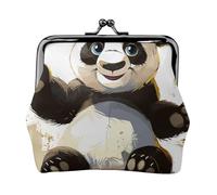 EMPYRI Funny Panda Printed Leather Kiss-Lock Wallet For Women - Compact And Secure Coin Purse