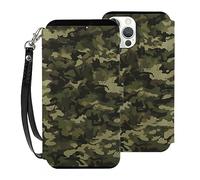 EMPYRI Geen Camouflage Wallet Cases for iPhone 12 Mini with Card Holder - Flip Leather Phone Wallet Case Cover with Card Slots and Wrist Strap,5.4 Inch