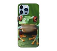 EMPYRI Green Cute Frog Printed Magnetic Case for iPhone 13 Pro Max Case Frosted Shockproof Clear Phone Case Cover 6.7 Inch,High-Speed Charging,Acrylic Back,Not Yellowing