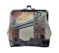 EMPYRI Historic Old Tower Bridge London Printed Leather Kiss-Lock Wallet For Women - Compact And Secure Coin Purse