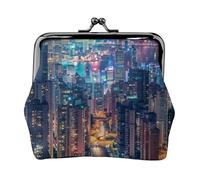 EMPYRI Hong Kong Printed Leather Kiss-Lock Wallet For Women - Compact And Secure Coin Purse