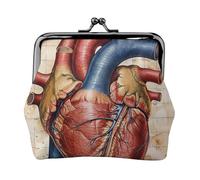 EMPYRI Human Anatomy Heart Chart Printed Leather Kiss-Lock Wallet For Women - Compact And Secure Coin Purse