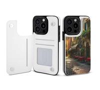 EMPYRI Italian Old Street Printed Wallet Case for iPhone 15 Pro - Flip Leather Wallet Phone Cases Cover with Card Slots