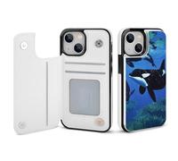 EMPYRI Killer Whales Swim Along Printed Wallet Case for iPhone 13 - Flip Leather Wallet Phone Cases Cover with Card Slots