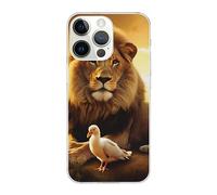 EMPYRI Lion and Bird at Sunset Printed Phone Case for iPhone 14 Pro Cases 6.1 Inch Clear Shockproof Phone Cover,Not Yellowing,Wireless Fast Charging