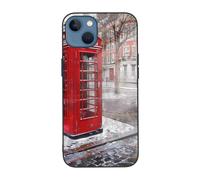 EMPYRI London Red Telephone Booth Printed Case for iPhone 13 Mini Case, Tempered Glass Shockproof Phone Case Cover for iPhone 13 Mini 5.4 Inch, Not Yellowing