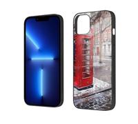 EMPYRI London Red Telephone Booth Printed Case for iPhone 14 Cases 6.1 Inch - Tempered Glass Shockproof Protective Phone Case Cover for iPhone 14,Not Yellowing