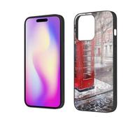 EMPYRI London Red Telephone Booth Printed Case for iPhone 14 Pro Cases 6.1 Inch - Tempered Glass Shockproof Protective Phone Case Cover for iPhone 14 Pro,Not Yellowing