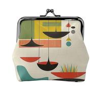 EMPYRI Mid Century Modern Prints Printed Leather Kiss-Lock Wallet For Women - Compact And Secure Coin Purse