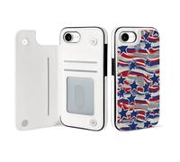 EMPYRI Patriotic Stars Strips Independence Day Printed Wallet Case for iPhone 16 SE4 - Flip Leather Wallet Phone Cases Cover with Card Slots
