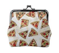EMPYRI Pizza Pattern Printed Leather Kiss-Lock Wallet For Women - Compact And Secure Coin Purse