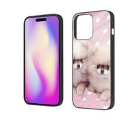 EMPYRI Pomeranians Puppies and Point Printed Case for iPhone 14 Pro Cases 6.1 Inch - Tempered Glass Shockproof Protective Phone Case Cover for iPhone 14 Pro,Not Yellowing