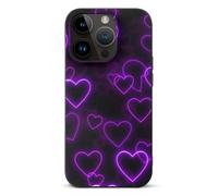 EMPYRI Purple Hearts Printed Phone Case for iPhone 14 Pro, Ultra Slim Scratch-Resistant Shockproof Black TPU Phone Case Cover with Wireless Charging, Anti-Yellowing