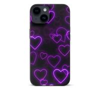 EMPYRI Purple Hearts Printed Phone Case for iPhone 14, Ultra Slim Scratch-Resistant Shockproof Black TPU Phone Case Cover with Wireless Charging, Anti-Yellowing