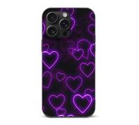 EMPYRI Purple Hearts Printed Phone Case for iPhone 15 Pro Max, Ultra Slim Scratch-Resistant Shockproof Black TPU Phone Case Cover with Wireless Charging, Anti-Yellowing